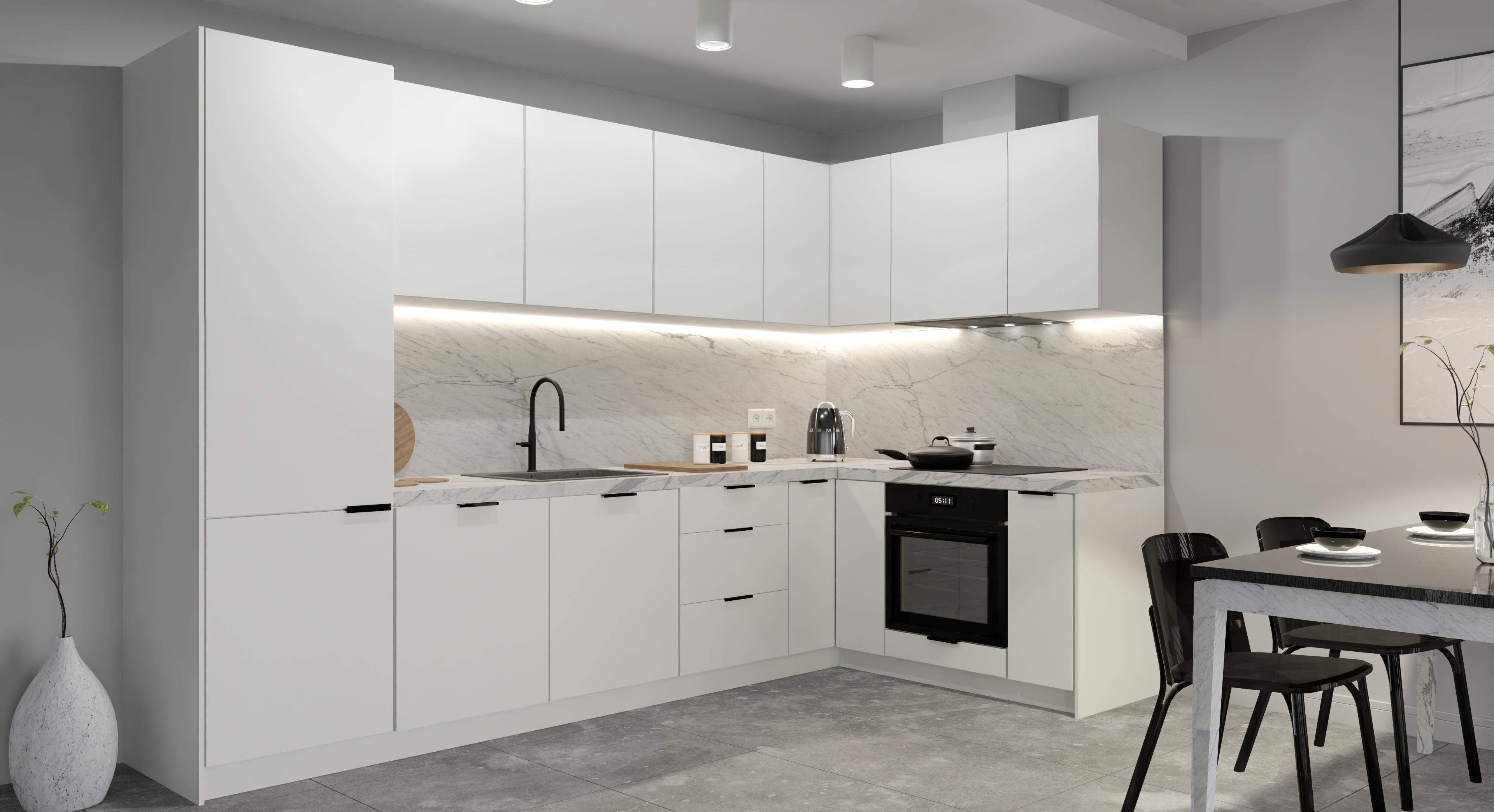 Biała prosta kuchnia akryowa