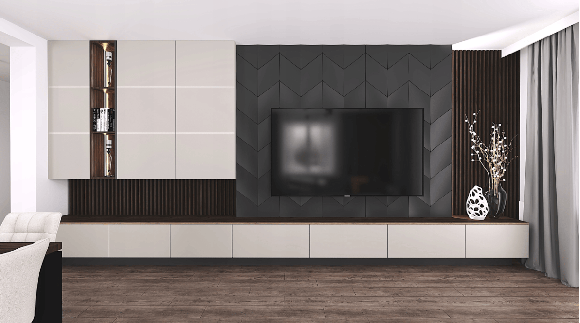 kaszmirowa  ściana telewizyjna meble na wymiar z darmowym projektem 