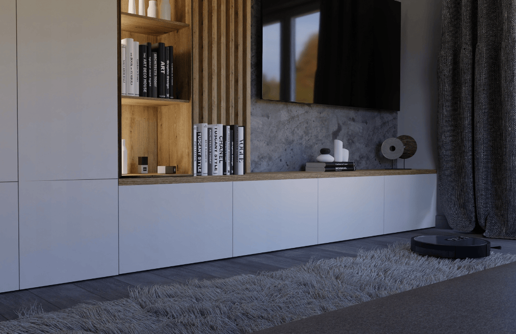 biała ściana telewizyjna meble na wymiar z darmowym projektem 